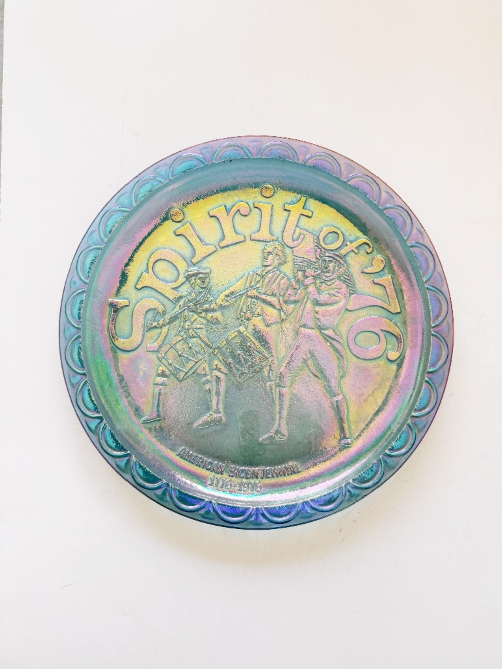 Retro 1976 Spirit Of '76 Marching Band Carnival Glass Collector Plate 8 Inches